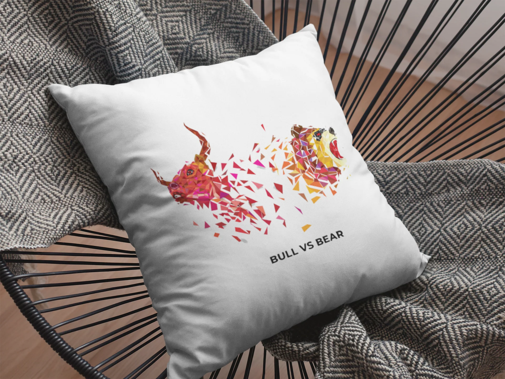 Bull And Bear Printed Cushion - Image 2