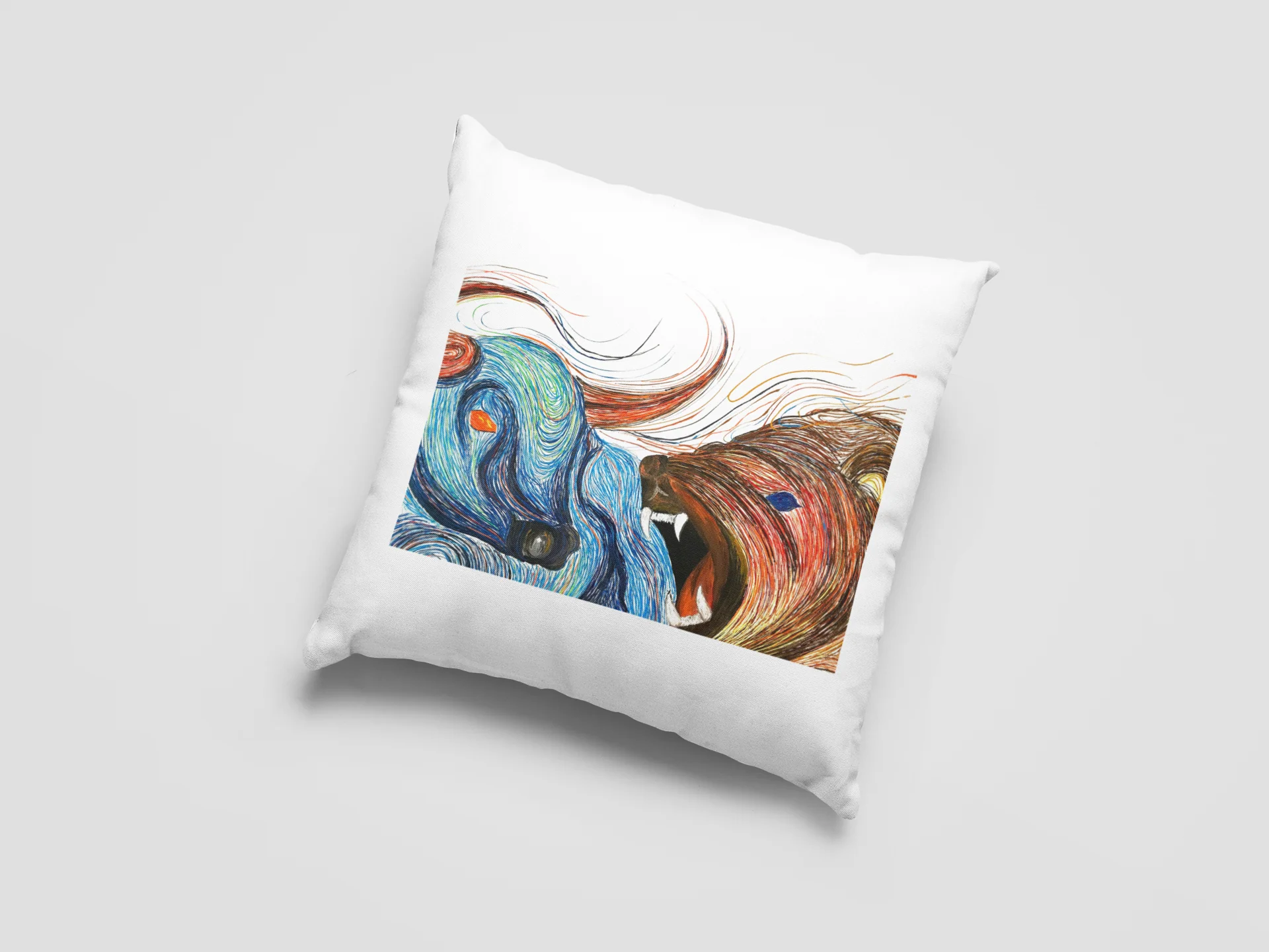 Bull And Bear Printed Cushion