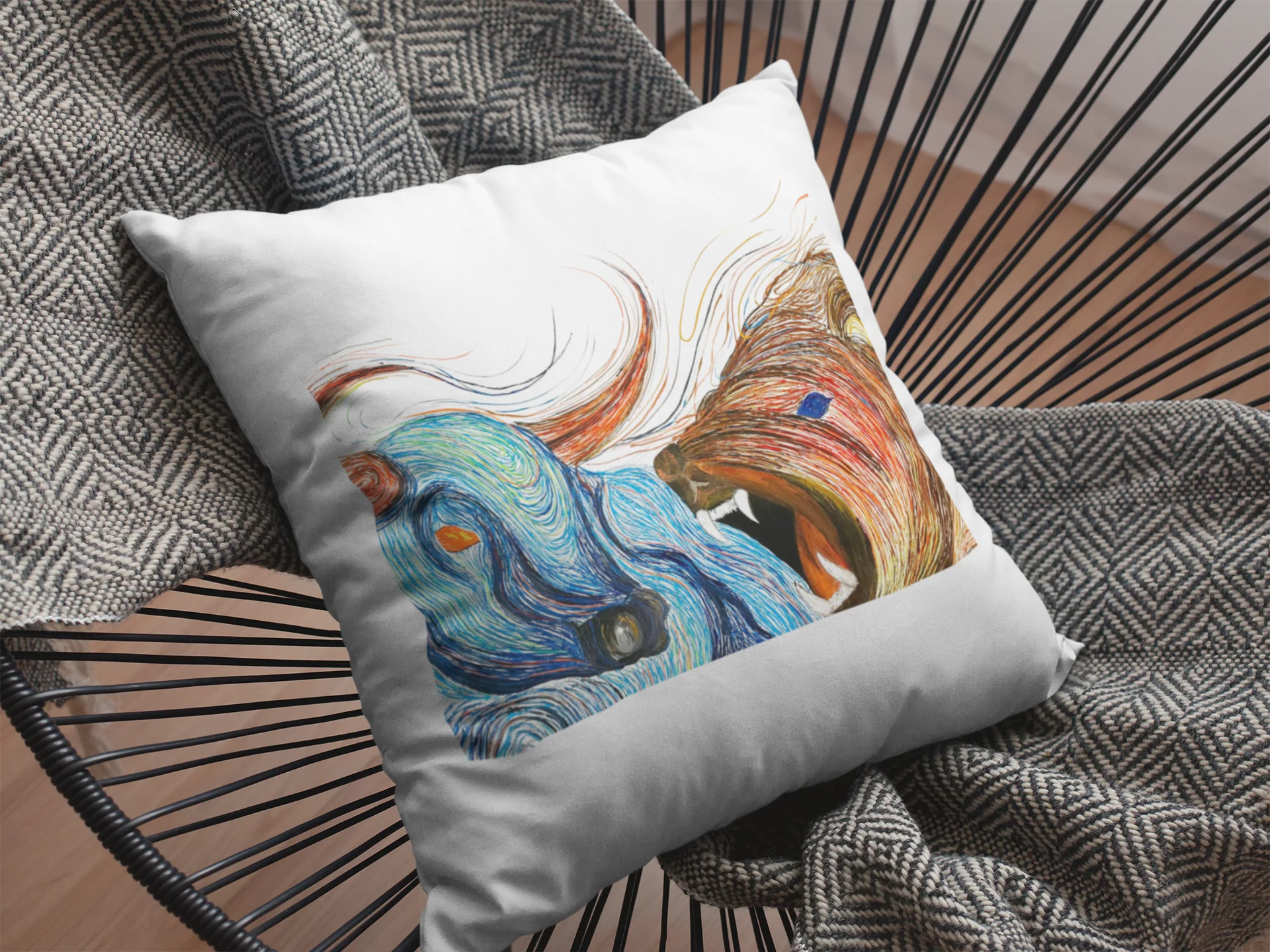 Bull And Bear Printed Cushion - Image 2