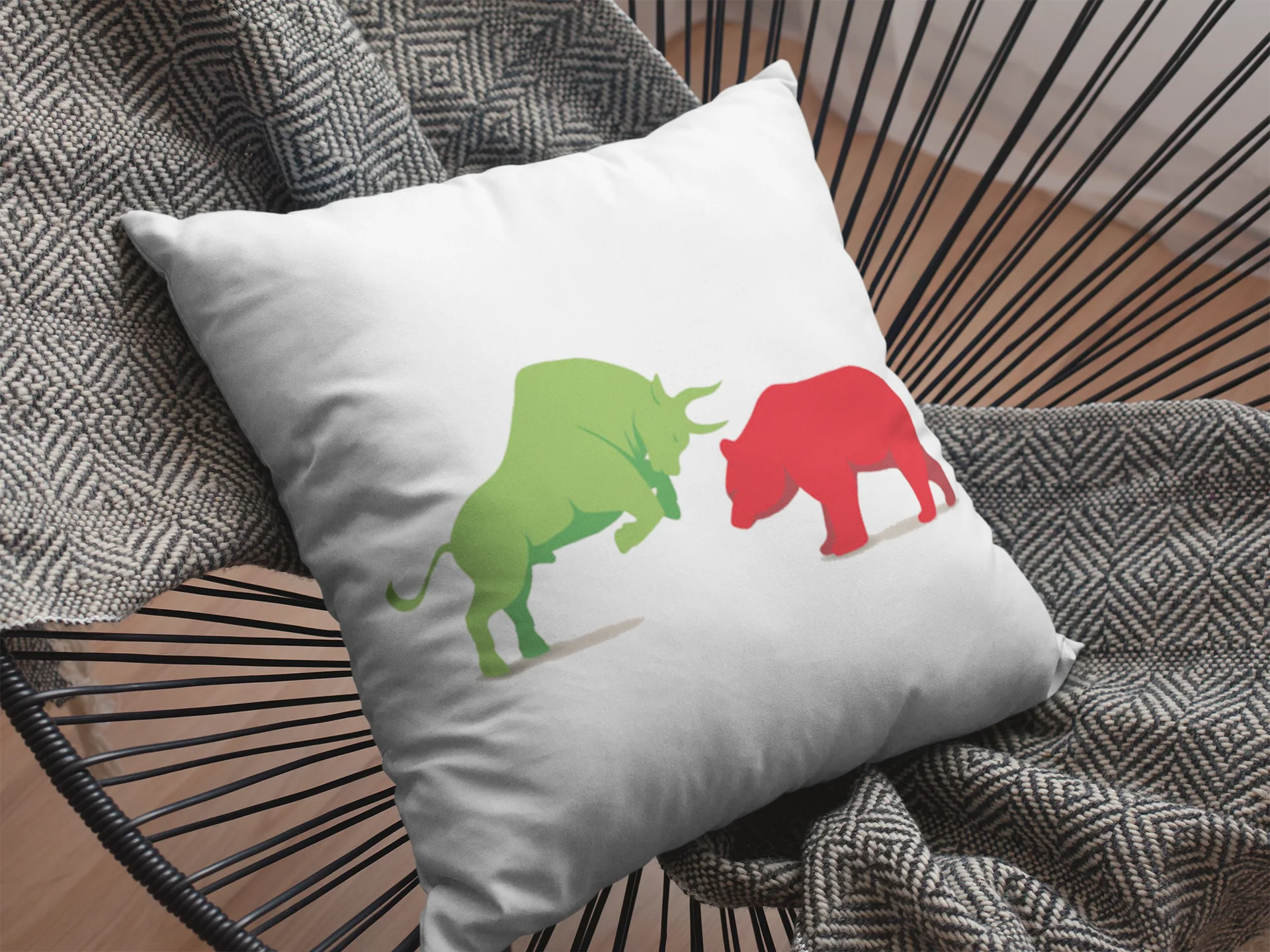 Bull And Bear Printed Cushion - Image 2