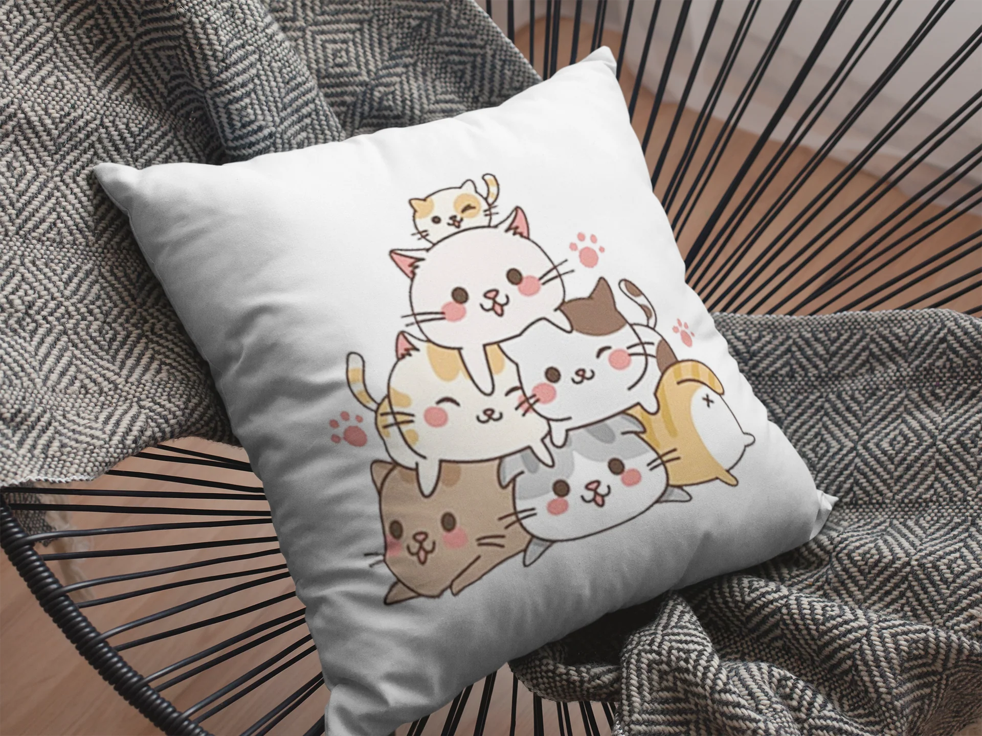 Cute Cats Printed Cushion - Image 2