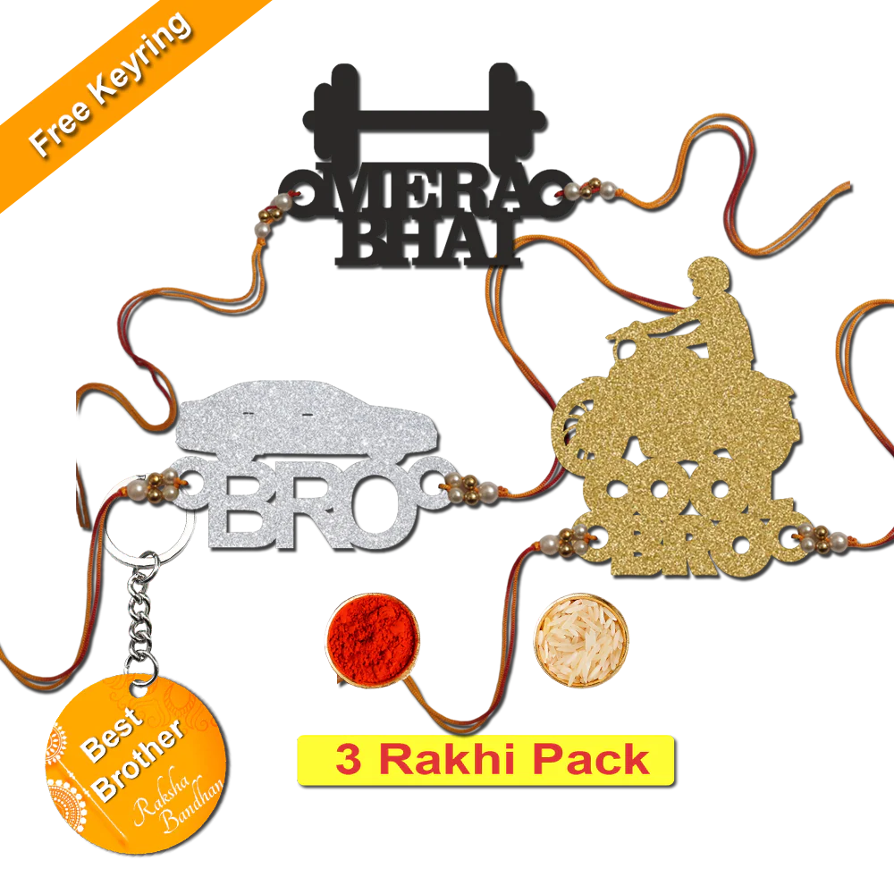 Combo Rakhi Set with Free Keychain for Rakshabandhan (Bro )