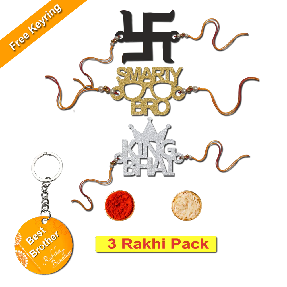 Combo Rakhi Set with Free Keychain for Rakshabandhan (King Bhai )