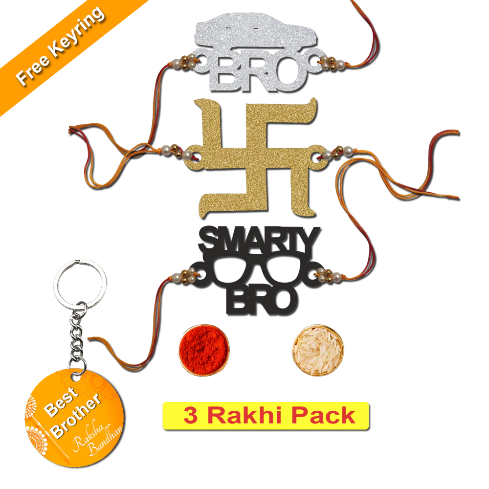 Combo Rakhi Set with Free Keychain for Rakshabandhan (Smarty Bro )