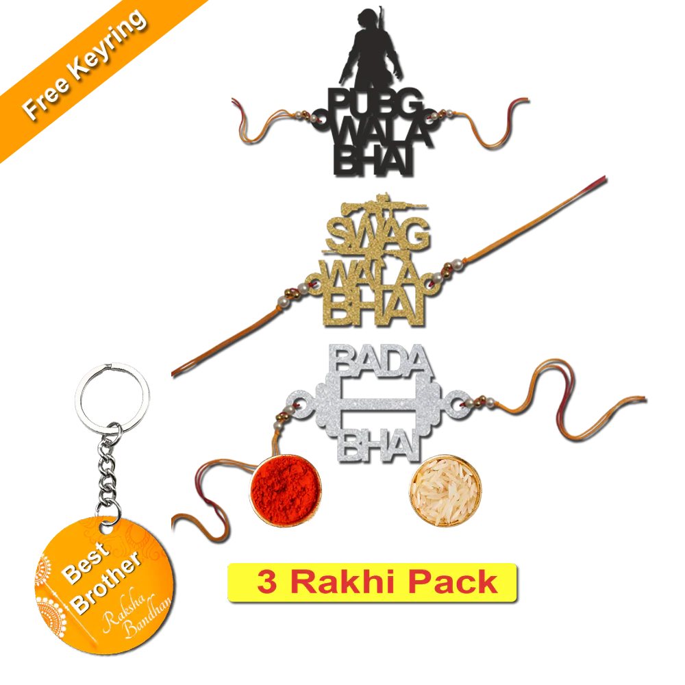 Combo Rakhi Set with Free Keychain for Rakshabandhan (Swag Wala Bhai )