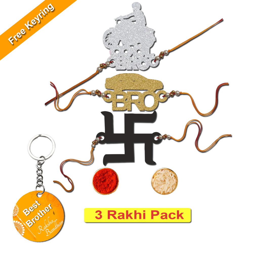 Combo Rakhi Set with Free Keychain for Rakshabandhan (Swastika )