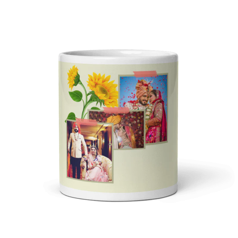 Customized Coffee Mug - Add Your Own Photo -3 Photo Frame Pattern