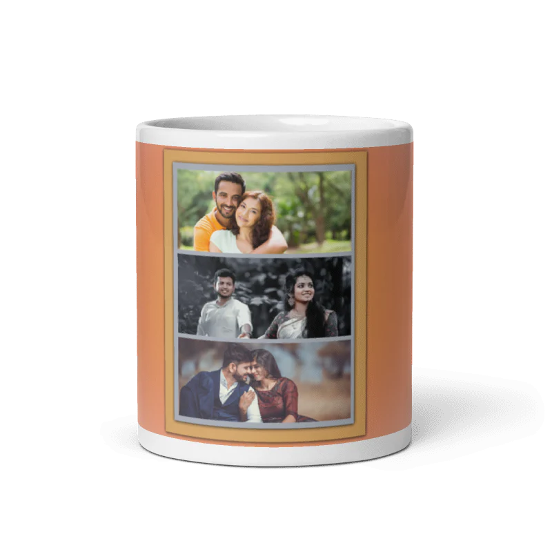 Customized Coffee Mug - Add Your Own Photo -3 Photo Frame Pattern