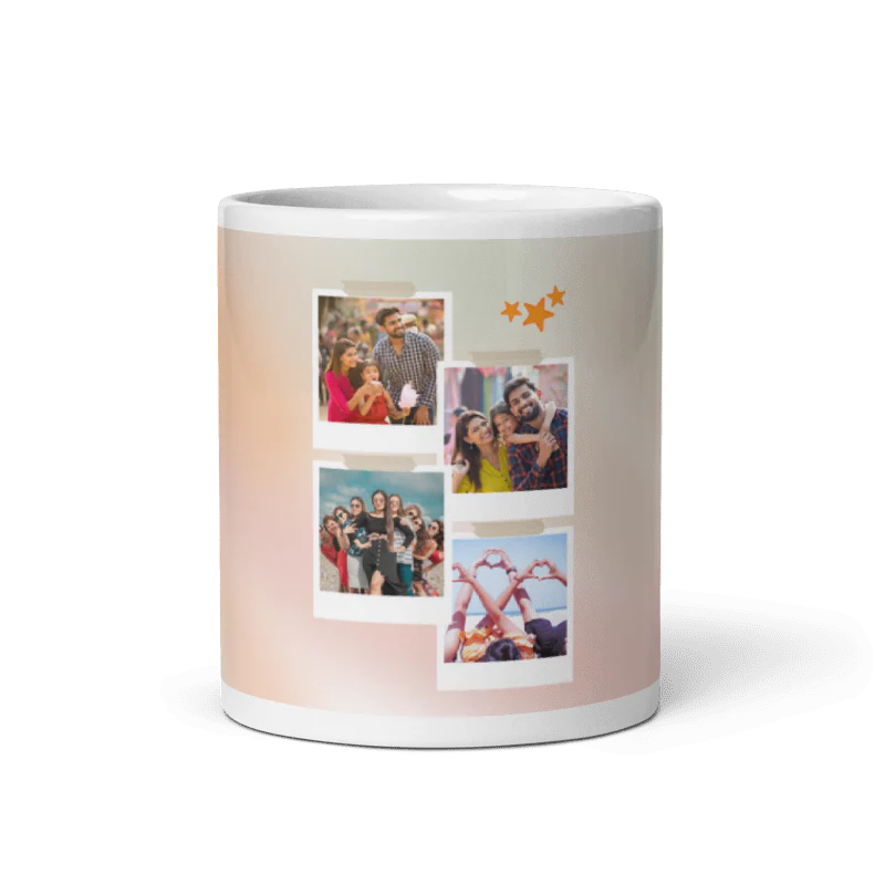Customized Coffee Mug - Add Your Own Photo -4 Photo Frame Pattern