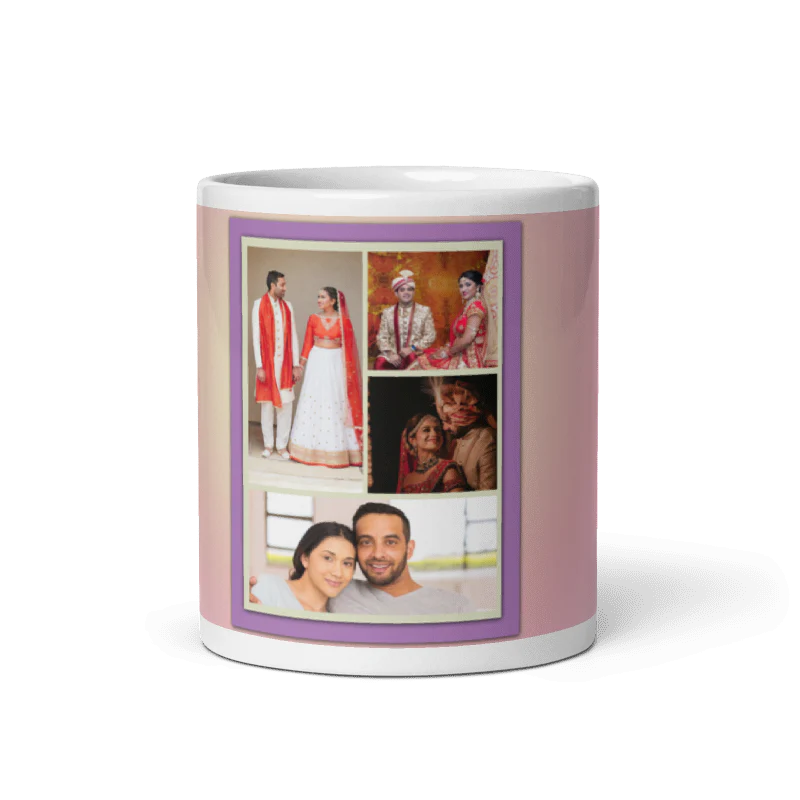 Customized Coffee Mug - Add Your Own Photo -4 Photo Frame Pattern
