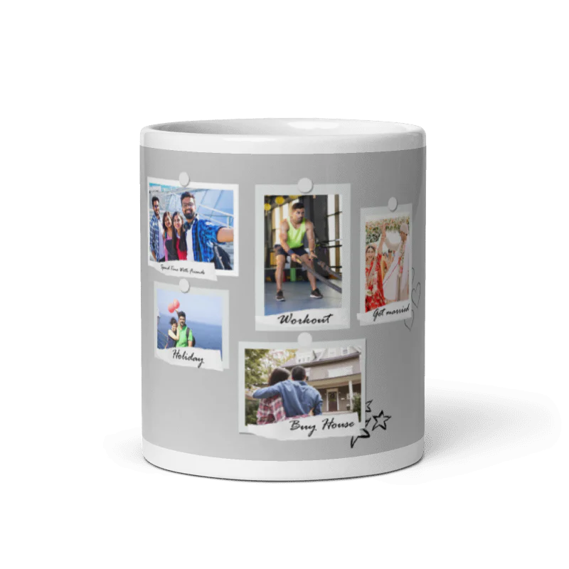 Customized Coffee Mug - Add Your Own Photo -5 Photo Frame Pattern