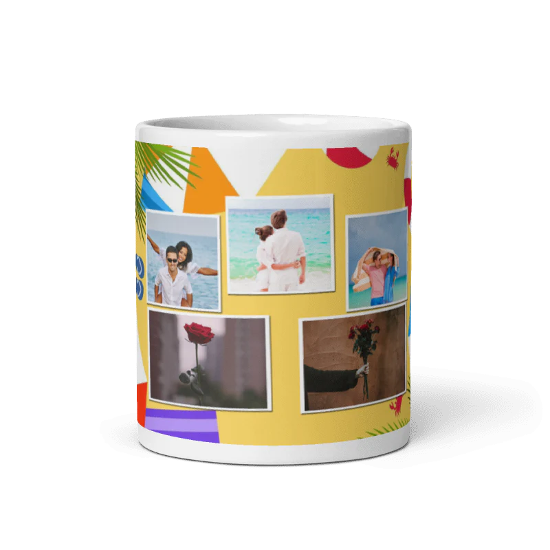 Customized Coffee Mug - Add Your Own Photo -5 Photo Frame Pattern