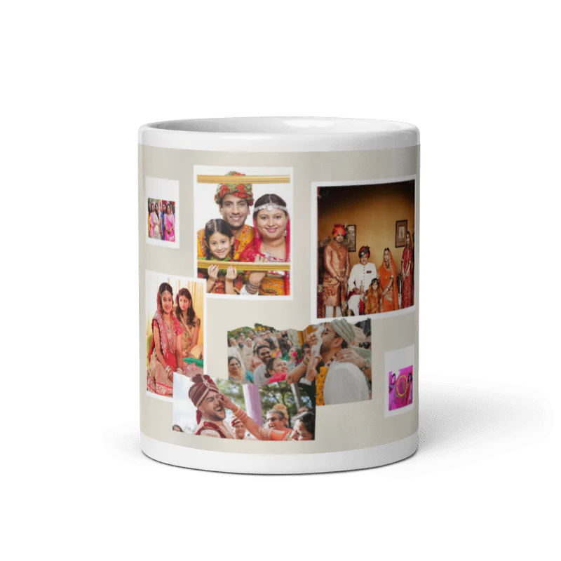 Customized Coffee Mug - Add Your Own Photo -8 Photo Frame Pattern