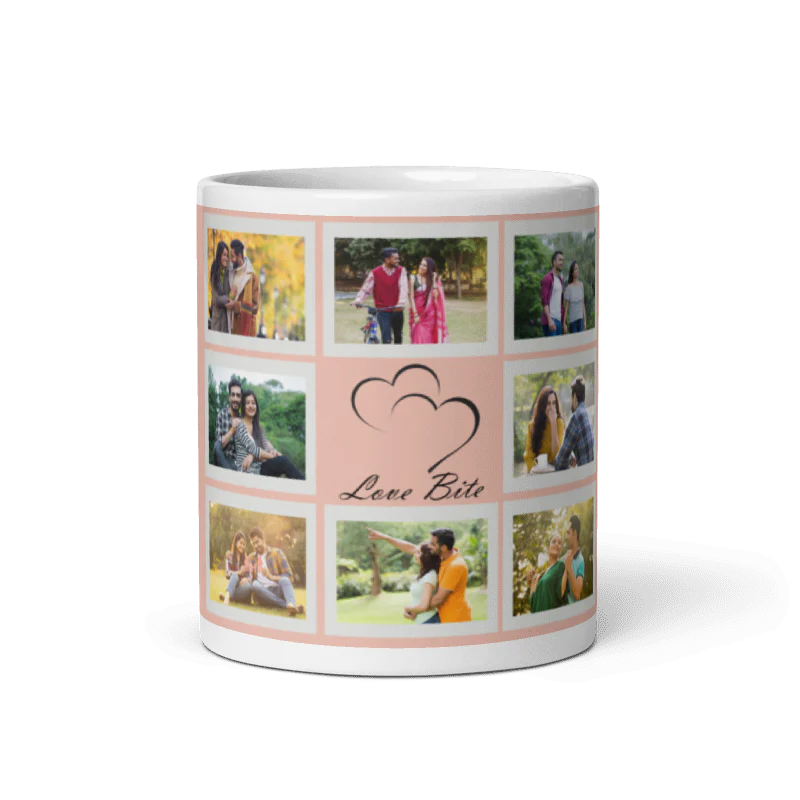 Customized Coffee Mug - Add Your Own Photo -8 Photo Frame Pattern