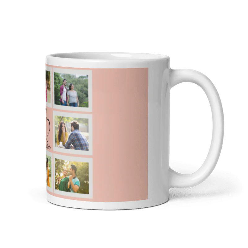 Customized Coffee Mug - Add Your Own Photo -8 Photo Frame Pattern - Image 3