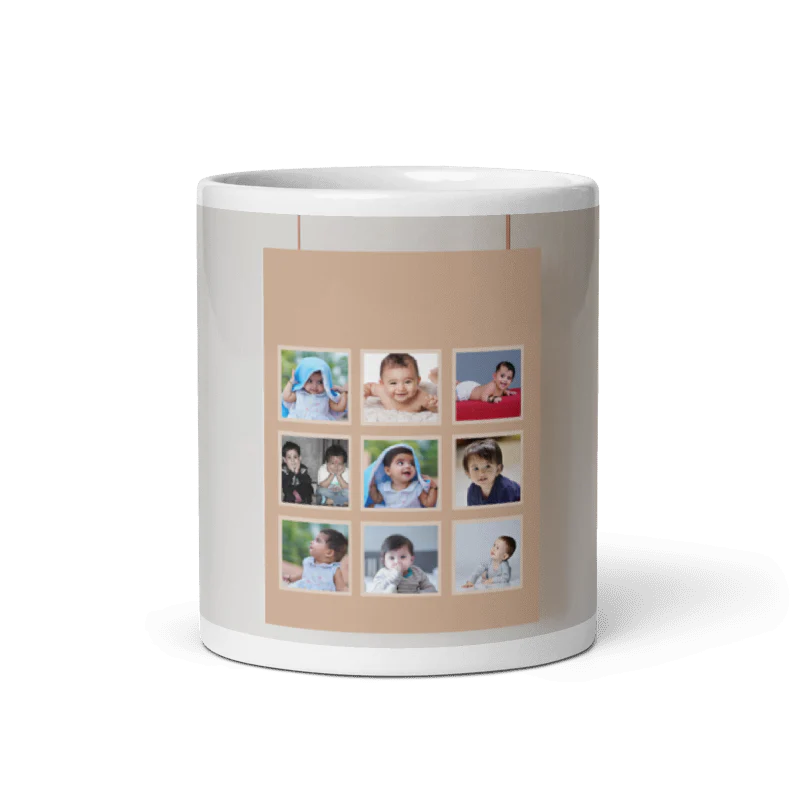 Customized Coffee Mug - Add Your Own Photo -9 Photo Frame Pattern