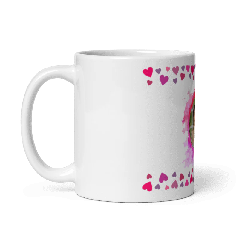 Customized Coffee Mug - Add Your Own Photo - Colorful Heart Pattern - Image 2