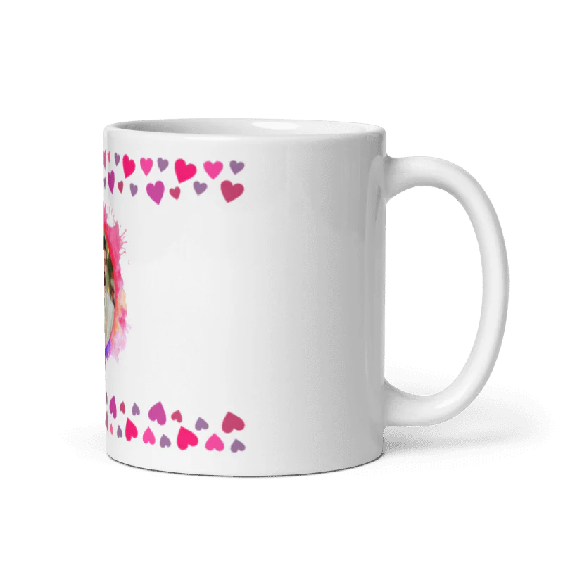 Customized Coffee Mug - Add Your Own Photo - Colorful Heart Pattern - Image 3