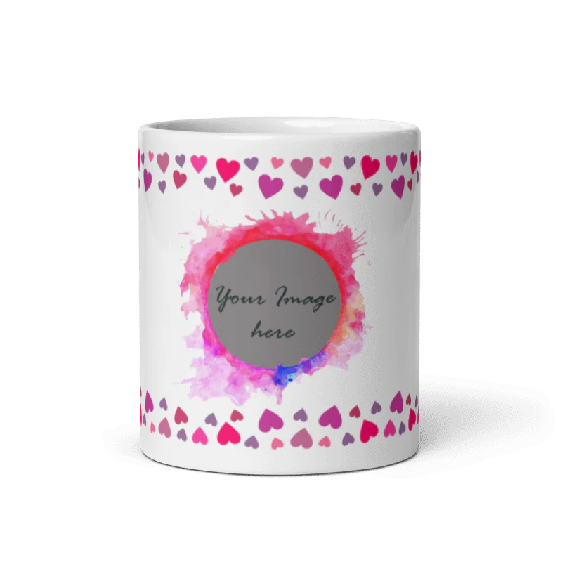 Customized Coffee Mug - Add Your Own Photo - Colorful Heart Pattern - Image 5
