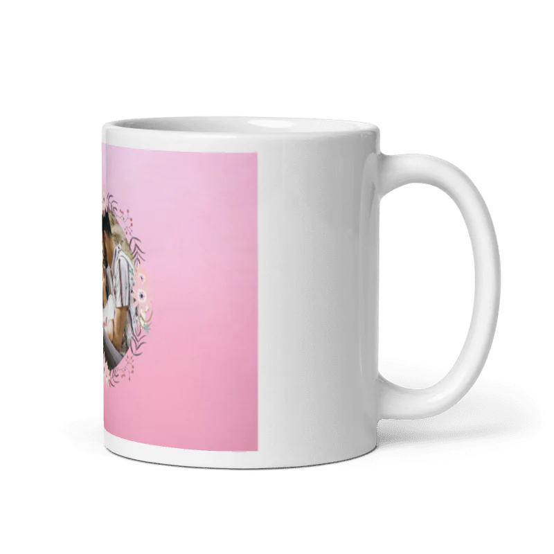 Customized Coffee Mug - Add Your Own Photo - Floral Pattern - Image 3