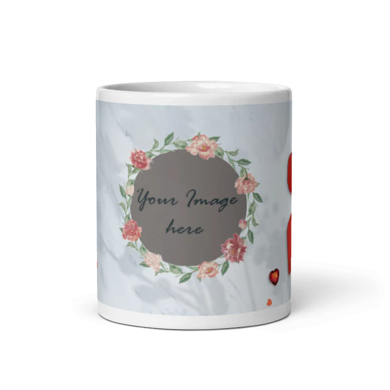 Customized Coffee Mug - Add Your Own Photo - Flower Pattern - Image 5
