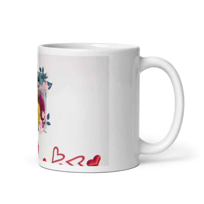 Customized Coffee Mug - Add Your Own Photo - Heart Background - Image 3