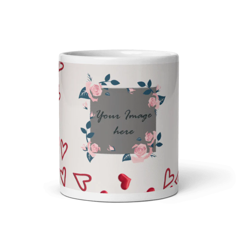 Customized Coffee Mug - Add Your Own Photo - Heart Background - Image 5