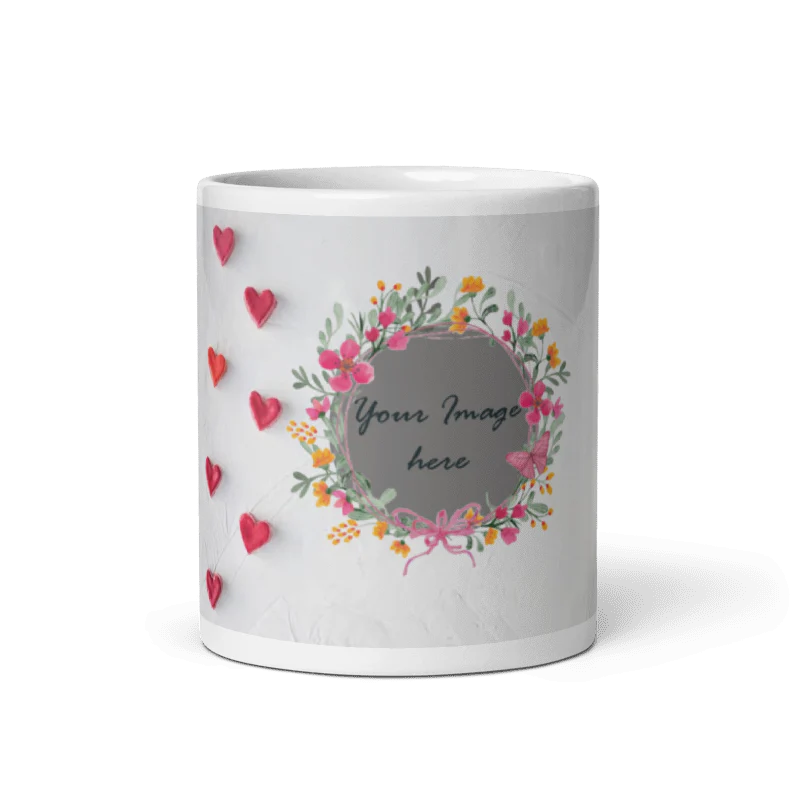 Customized Coffee Mug - Add Your Own Photo - Heart Pattern - Image 5