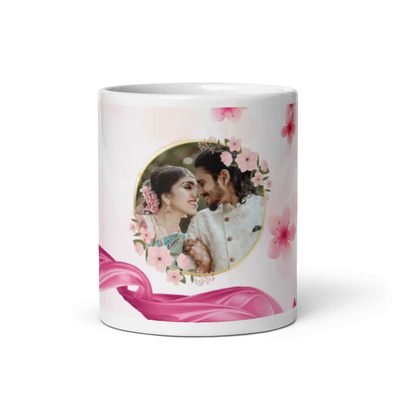 Customized Coffee Mug - Add Your Own Photo -Love Pattern Background
