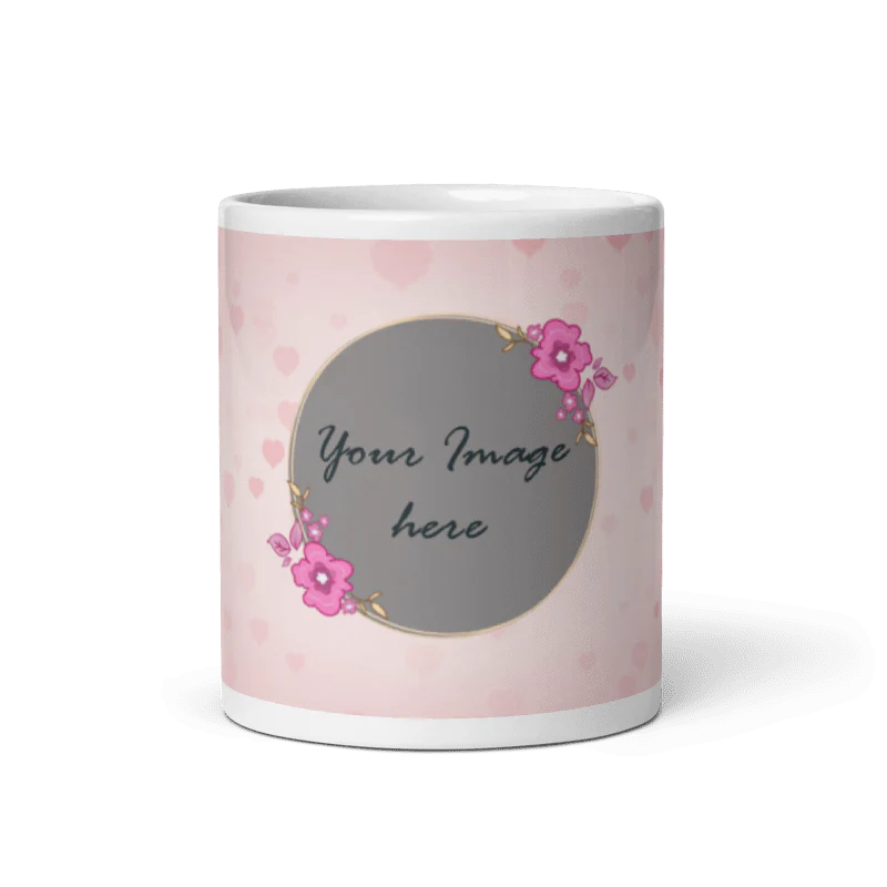 Customized Coffee Mug - Add Your Own Photo -Lovely Pink Background - Image 5