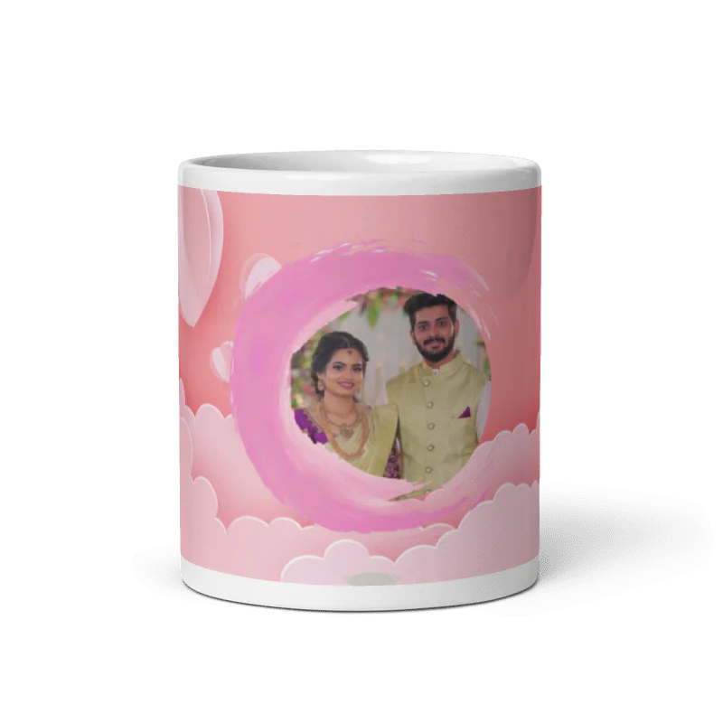 Customized Coffee Mug - Add Your Own Photo - Pink Background Design