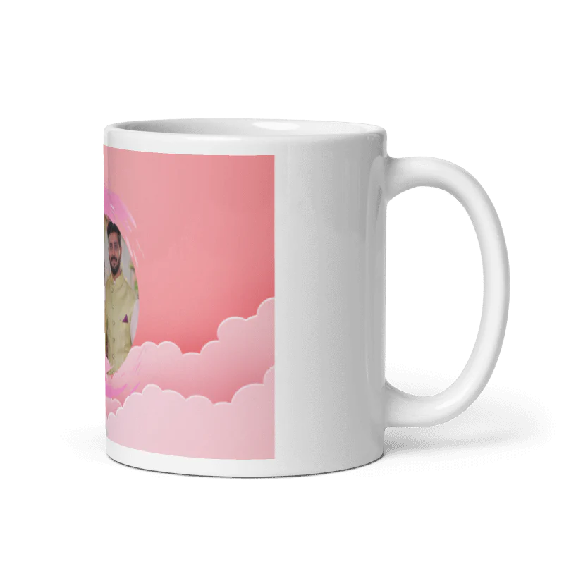 Customized Coffee Mug - Add Your Own Photo - Pink Background Design - Image 3