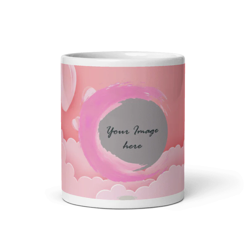 Customized Coffee Mug - Add Your Own Photo - Pink Background Design - Image 5