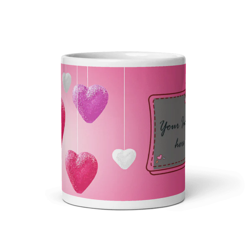Customized Coffee Mug - Add Your Own Photo - Pink Background Pattern - Image 5