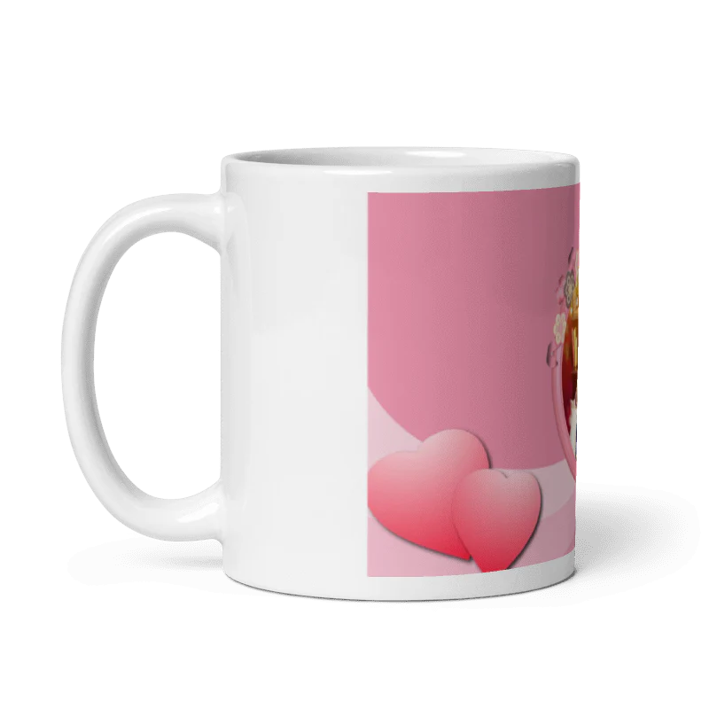 Customized Coffee Mug - Add Your Own Photo -Pink Background Pattern - Image 2