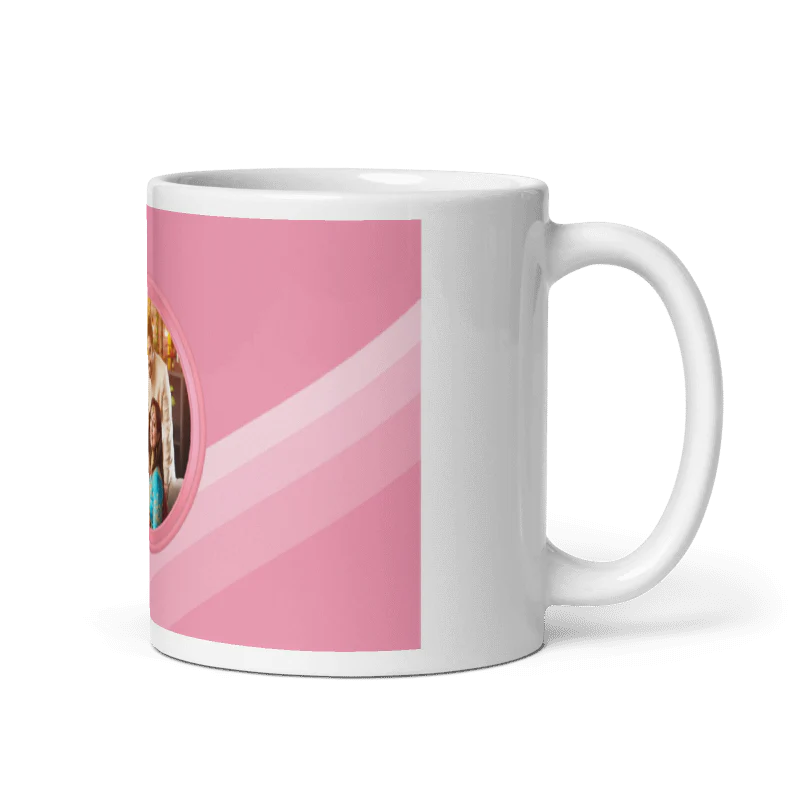 Customized Coffee Mug - Add Your Own Photo -Pink Background Pattern - Image 3