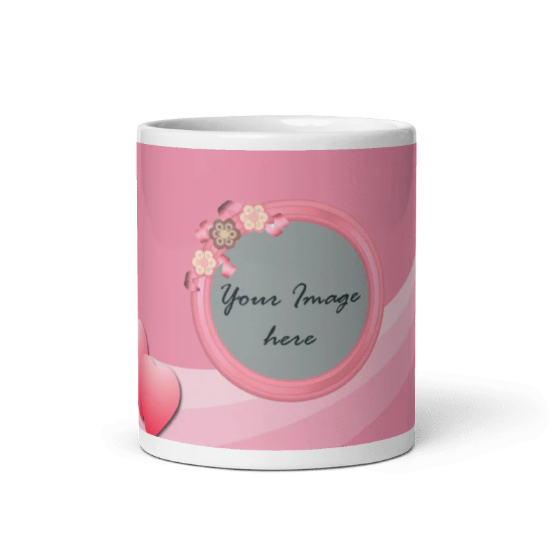 Customized Coffee Mug - Add Your Own Photo -Pink Background Pattern - Image 5