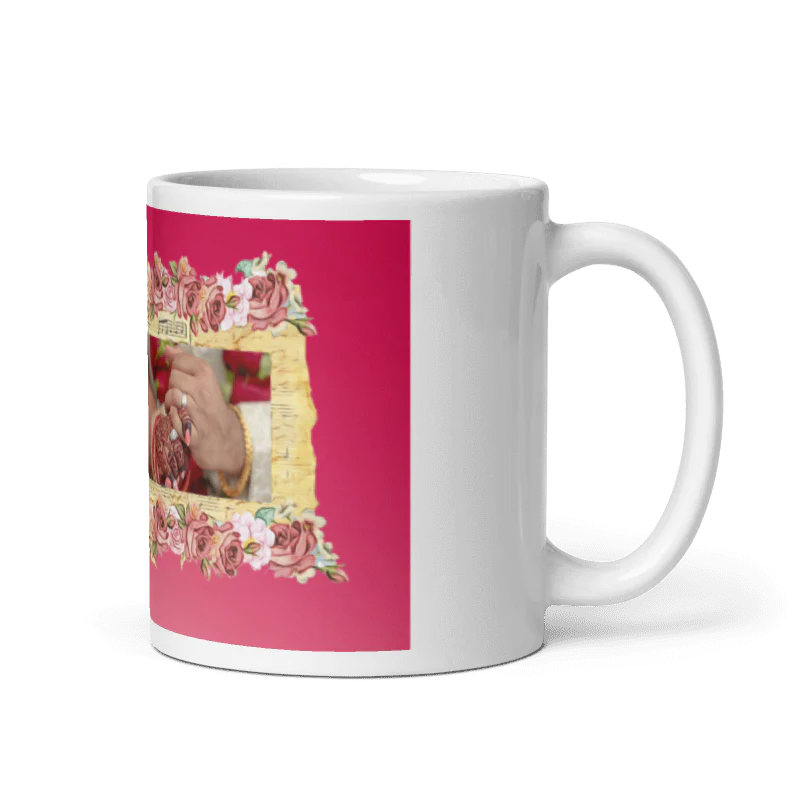 Customized Coffee Mug - Add Your Own Photo - Pink Heart Pattern - Image 3
