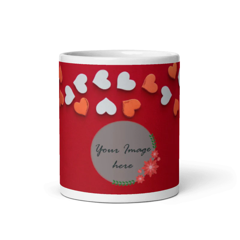 Customized Coffee Mug - Add Your Own Photo -Red Background - Image 5