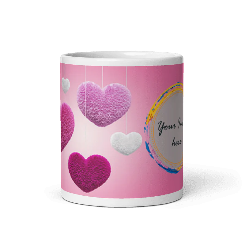 Customized Coffee Mug - Add Your Own Photo - Soft Heart Pattern - Image 5