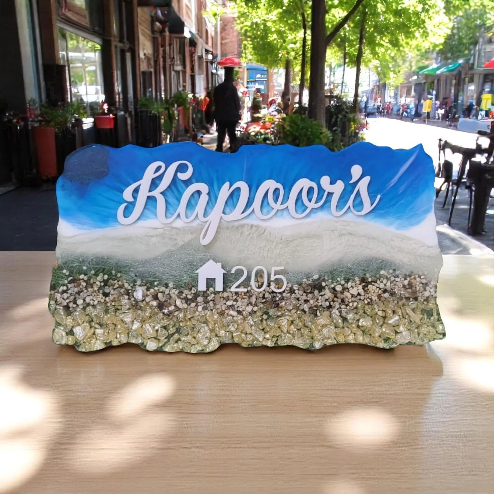 Customized Resin Name Plate ( Beach Theme ) for Flat / Appartment / Office / Cafe / Resturant ( 12 inch x 6 inch ) - Image 3