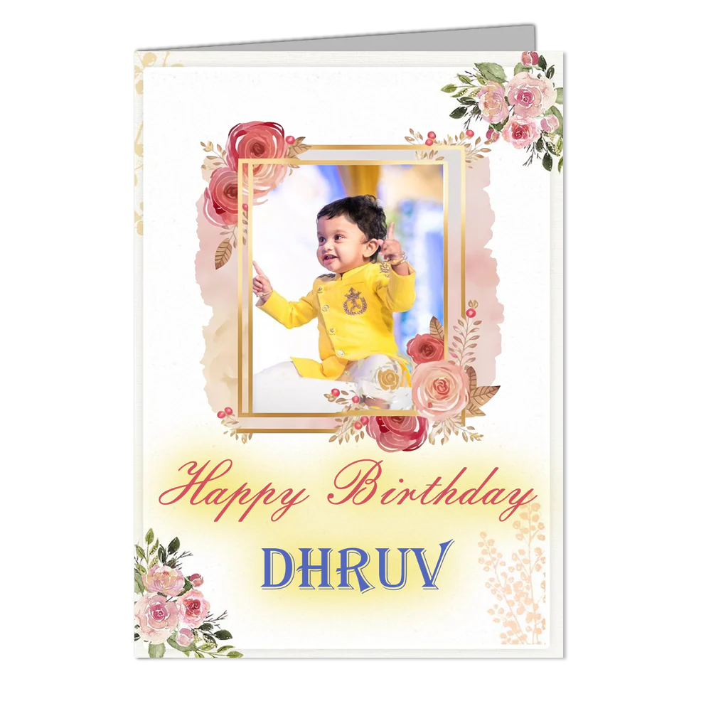 Happy Birthday Dhruv - Customized Greeting Card - Add Your Own Photo