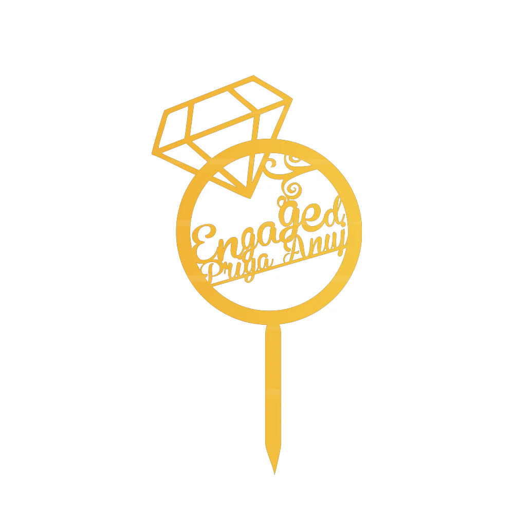 Happy Engaged Priya Anuj cake topper customize - Image 2