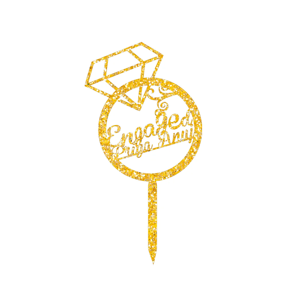 Happy Engaged Priya Anuj cake topper customize - Image 3