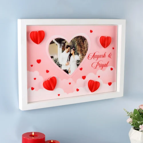 Heart-Shaped Acrylic Wooden Photo Frame with Personalization - Image 2