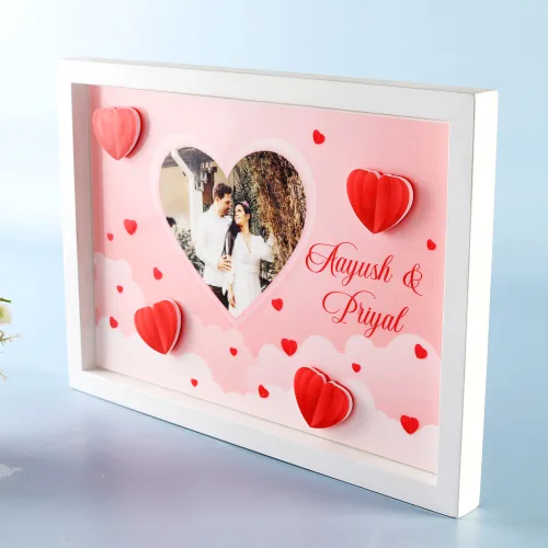 Heart-Shaped Acrylic Wooden Photo Frame with Personalization - Image 3