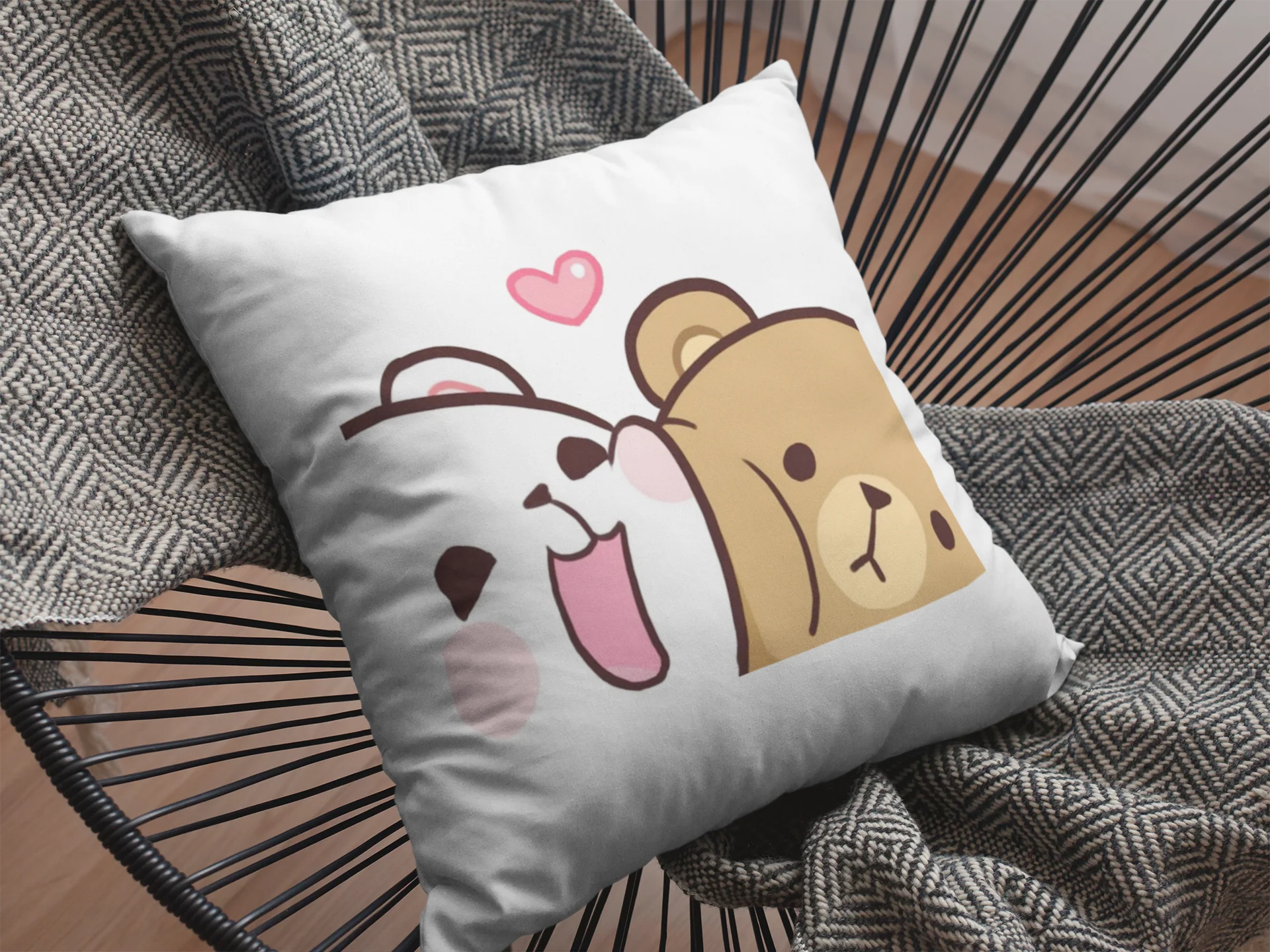 Mocha Bear Printed Cushion - Image 2