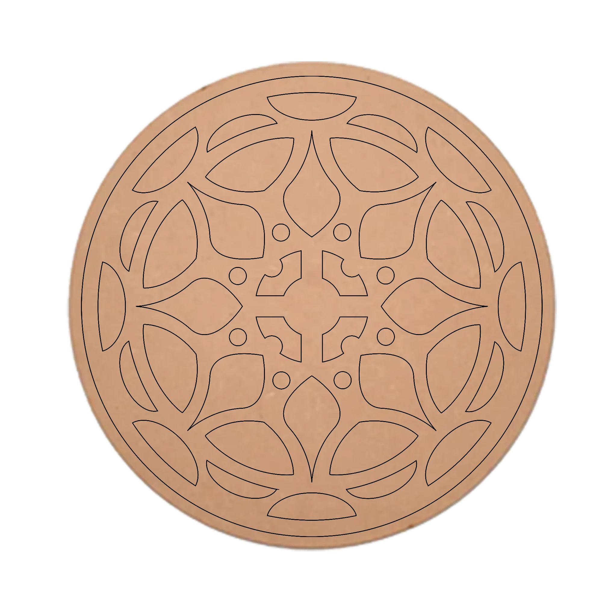MDF Pre Marked Art Cutout Design Craft Round