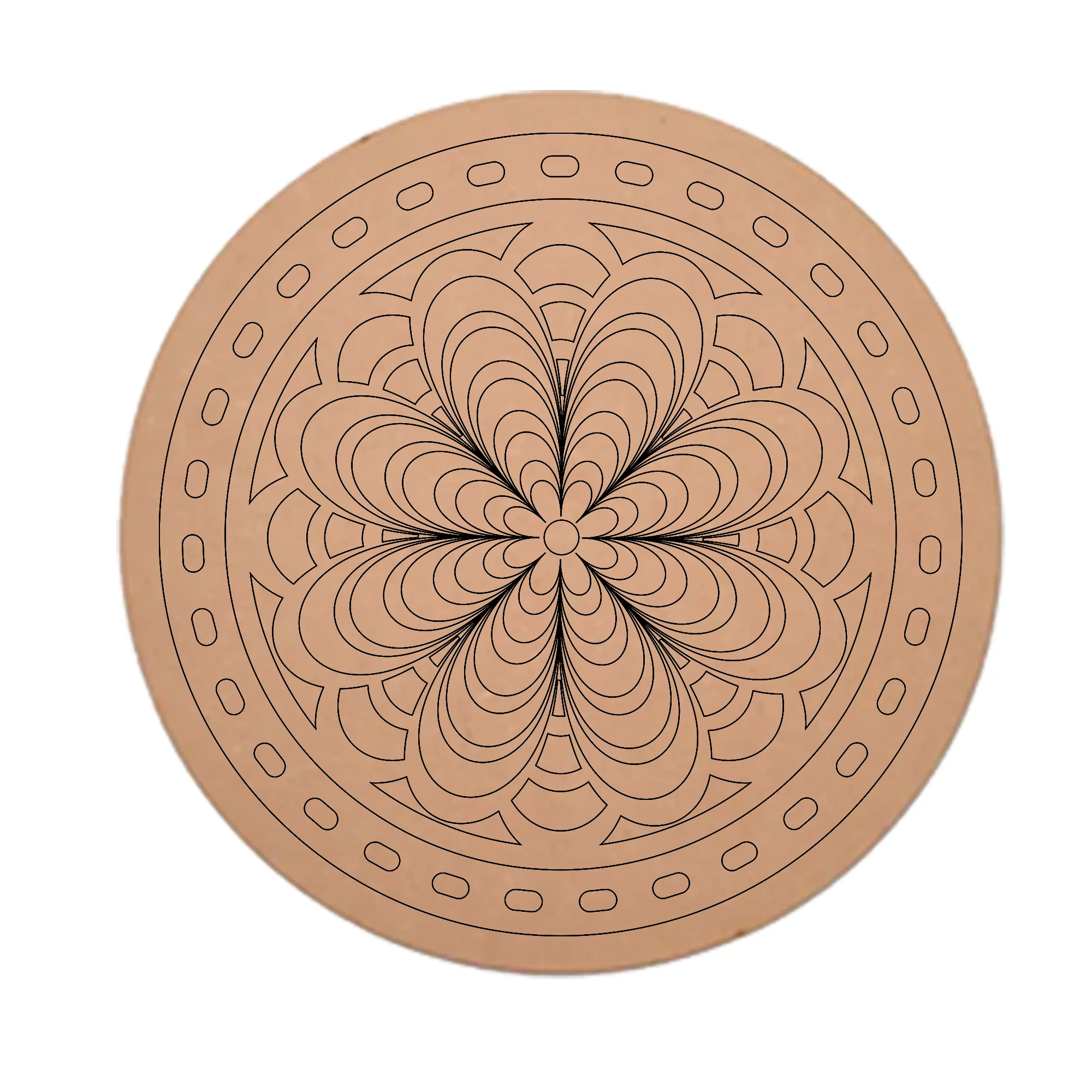 MDF Pre Marked Floral And Awesome Art Design Round Cutout