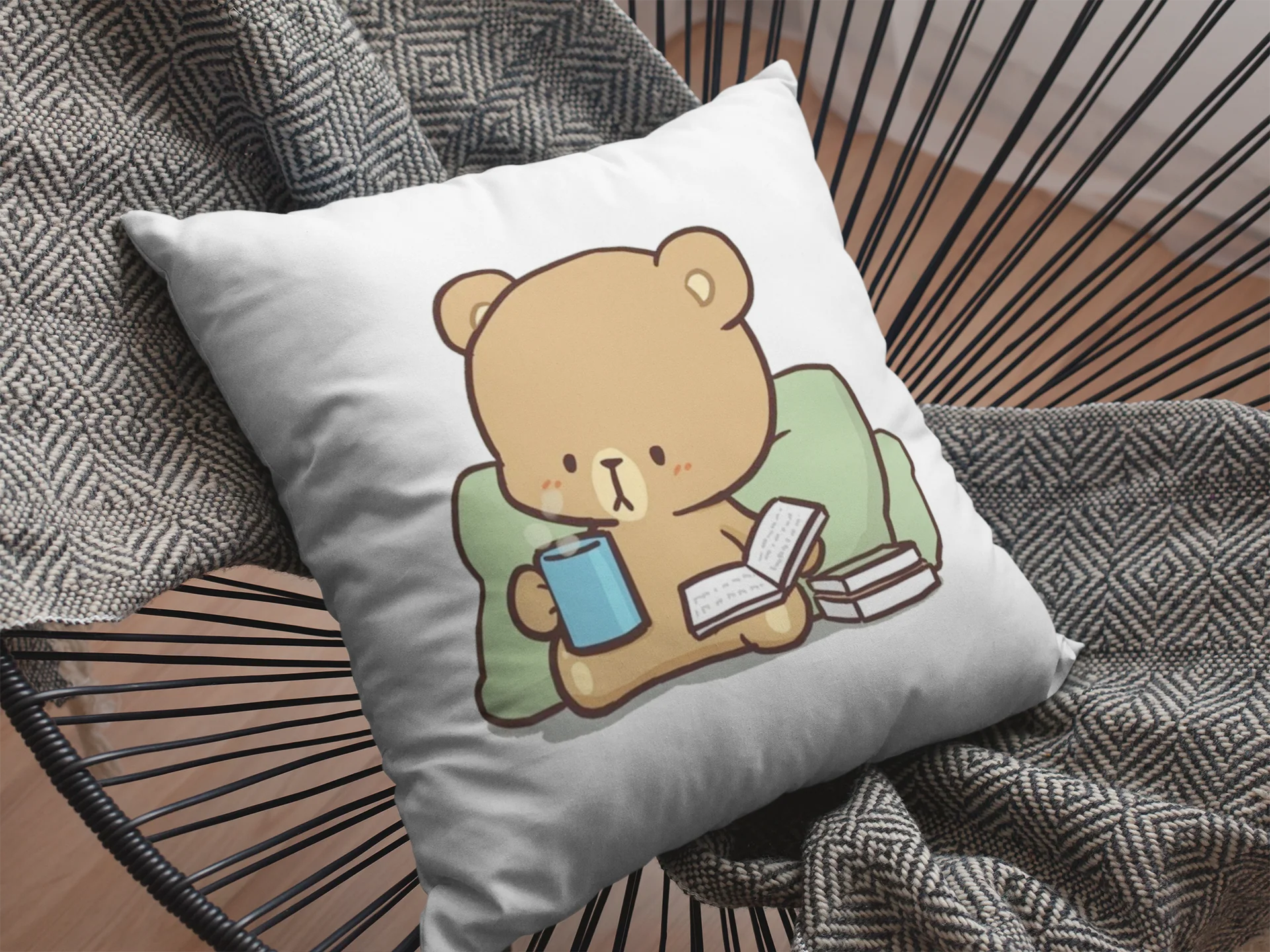 Mocha Bear Printed Cushion - Image 2